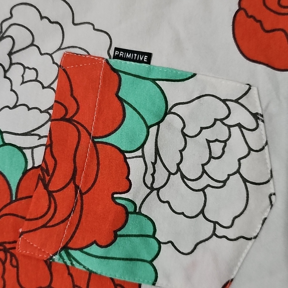 NWT Primitive Floral Crew Tee XXL Pocket T-Shirt All Over Print AOP Roses - Picture 4 of 7